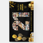 21歳の誕生日 ナンバー21 フォトコラージュ ブラック ゴールド 横断幕 (縦)