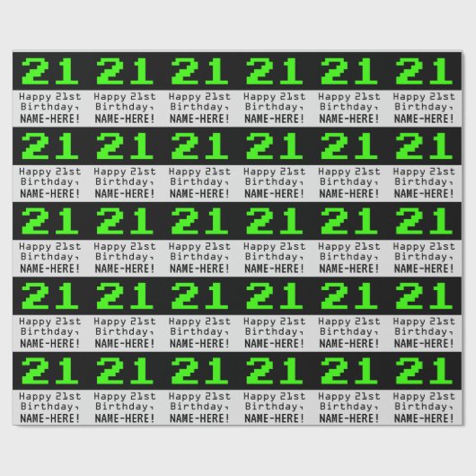 21歳の誕生日 – ネディ/オタク系のスタイル「21」と名前 ラッピングペーパー (フラット)