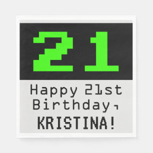 21歳の誕生日-ネルディ/オタク系のスタイル「21」と名前 スタンダードランチョンナプキン