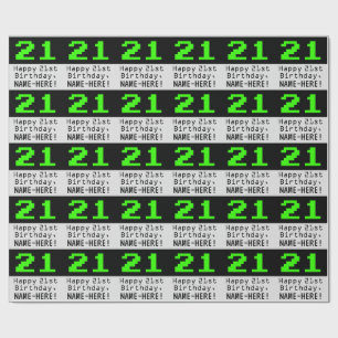 21歳の誕生日-ネルディ/オタク系のスタイル"21"と名前 ラッピングペーパー