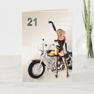 21歳の誕生日、バイクと少女 カード