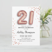 21歳の誕生日 – バラ金ゴールドバルーン 招待状 (スタンド正面)