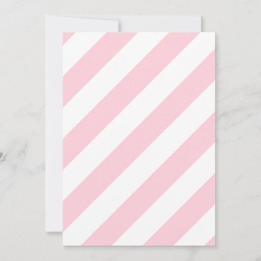 21歳の誕生日 – ピンク色のストライプ金ゴールドバルーン 招待状 (裏面)