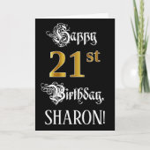 21歳の誕生日 – ファンシースクリプト；フェイク金ゴールド検索；名前 カード (正面)