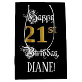 21歳の誕生日～ファンシー脚本；フェイク金ゴールドルック；名前 ミディアムペーパーバッグ (正面)