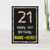 21歳の誕生日:フローラ花数,名前をカスタムする カード (正面)