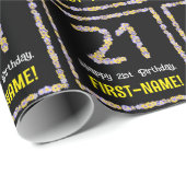 21歳の誕生日：フローラ花数，名前をカスタムする ラッピングペーパー (ロールコーナー)