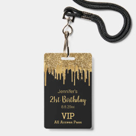 21歳の誕生日 ブラックゴールド ドリッピング グリッターズ VIPパス バッジ