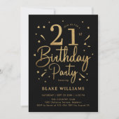 21歳の誕生日 ブラックゴールド 招待状 (正面)