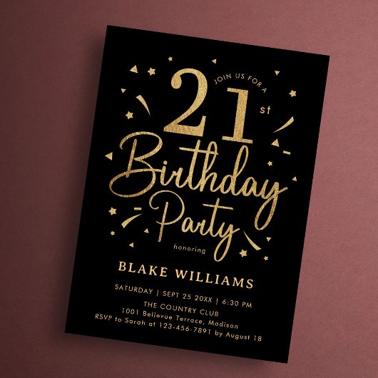 21歳の誕生日 ブラックゴールド 招待状