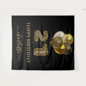 21歳の誕生日 ブラック ゴールド レオパード 名前 スクリプト タペストリー (正面(横))