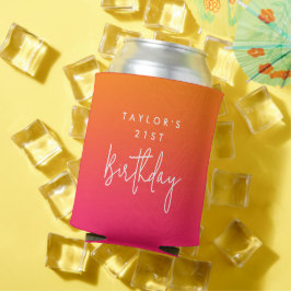 21歳の誕生日 ホットピンクとオレンジのグラデーション 缶クーラー