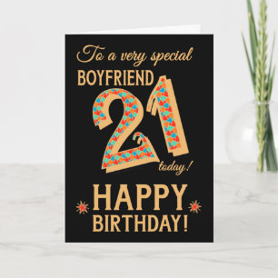21歳の誕生日、ボーイフレンド向け、金ゴールド効果オンブラック カード