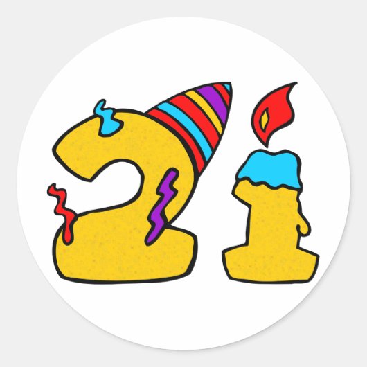 21歳の誕生日 ラウンドシール (正面)