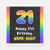 21歳の誕生日:レインボースペクトル# 21,名前をカスタムする スタンダードランチョンナプキン (正面)