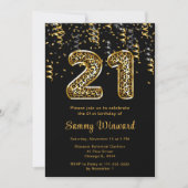 21歳の誕生日 レオパード柄の風船とコンフェッティ 招待状 (正面)