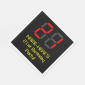 21歳の誕生日:レッドデジタル時計スタイル"21" +名前 スタンダードランチョンナプキン (角)