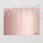 21歳の誕生日 ローズグリッター ピンク シルバー 招待状 (裏面)