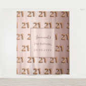 21歳の誕生日 ローズゴールドピンク ネーム タペストリー (正面)