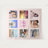 21歳の誕生日 ローズゴールド ピンク フォトコラージュ タペストリー (正面(横))