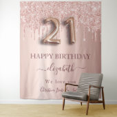 21歳の誕生日 ローズゴールド ブッシュ グリッター フレンズ タペストリー (インサイチュ)