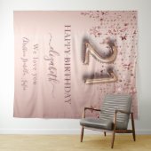 21歳の誕生日 ローズゴールド ブラッシュ スター 友達 タペストリー (インサイチュ(横))