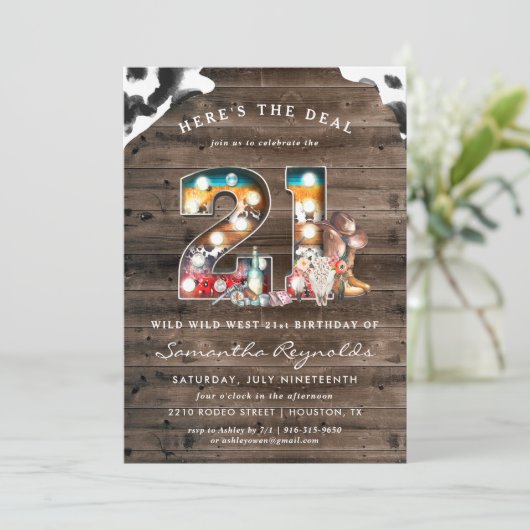 21歳の誕生日 |ワイルドウエストカウボーイ招待状 招待状 (スタンド正面)