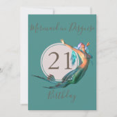 21歳の誕生日 人魚をテーマにした誕生日 招待状 (正面)