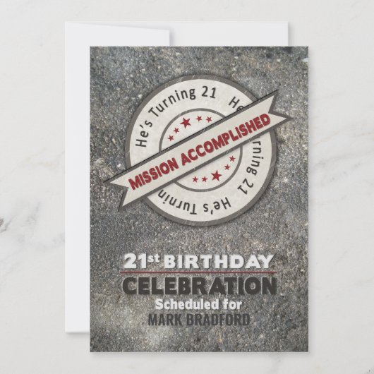 21歳の誕生日、任務の遂行、 招待状 (正面)