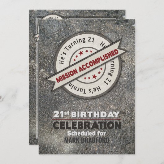 21歳の誕生日、任務の遂行、 招待状 (正面/裏面)