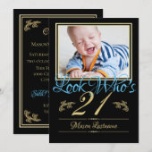 21歳の誕生日（写真あり） 招待状 (正面/裏面)