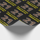 21歳の誕生日:名前とフェイク木目パターン「21」 ラッピングペーパー (角)