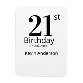 21歳の誕生日 名前と日にち ボールド体 シンプルな男性 少年 マグネット