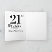 21歳の誕生日 名前と日にち 太字 カード (内部)