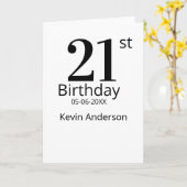 21歳の誕生日 名前と日にち 太字 カード (黄色い花)