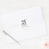 21歳の誕生日 名前と日にち 太字 シンプルな男性 少年 ラウンドシール (封筒)