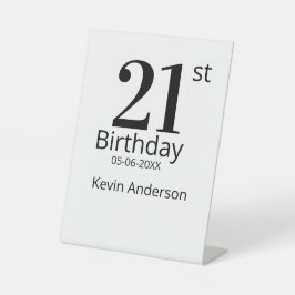 21歳の誕生日 名前と日にち 太字 シンプル メンズ 男性 台座サイン