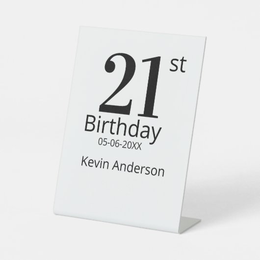 21歳の誕生日 名前と日にち 太字 シンプル メンズ 男性 台座サイン (正面)