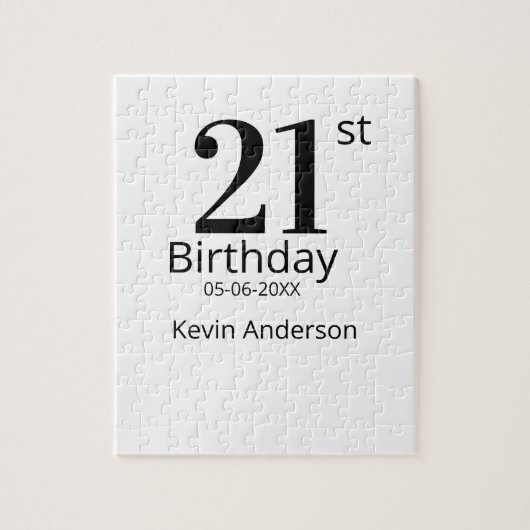 21歳の誕生日 名前と日にち 太字 ジグソーパズル (縦)