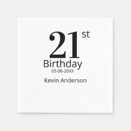 21歳の誕生日 名前と日にち 太字 スタンダードカクテルナプキン
