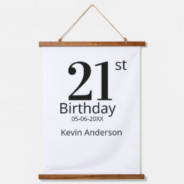 21歳の誕生日 名前と日にち 太字 吊り下げ型タペストリー