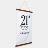 21歳の誕生日 名前と日にち 太字 吊り下げ型タペストリー (傾斜あり)
