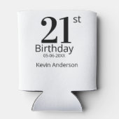21歳の誕生日 名前と日付 太字 シンプル 男性 少年 缶クーラー (裏面)