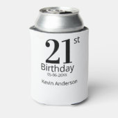 21歳の誕生日 名前と日付 太字 シンプル 男性 少年 缶クーラー (缶裏面)