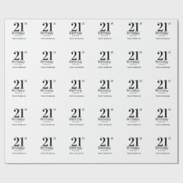 21歳の誕生日 名前と日付 太字 男の子 少年 ラッピングペーパー