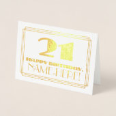21歳の誕生日; 名前 + アートデコ風の「21」 箔カード (正面)
