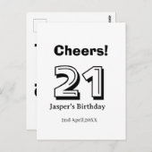 21歳の誕生日 名前 太文字 ギフト ポストカード (正面/裏面)