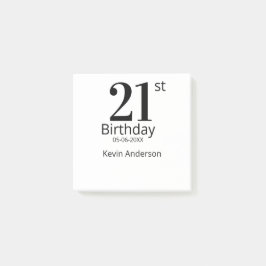 21歳の誕生日 名前 日付 ボールド体 シンプルな男性 少年 ポストイット