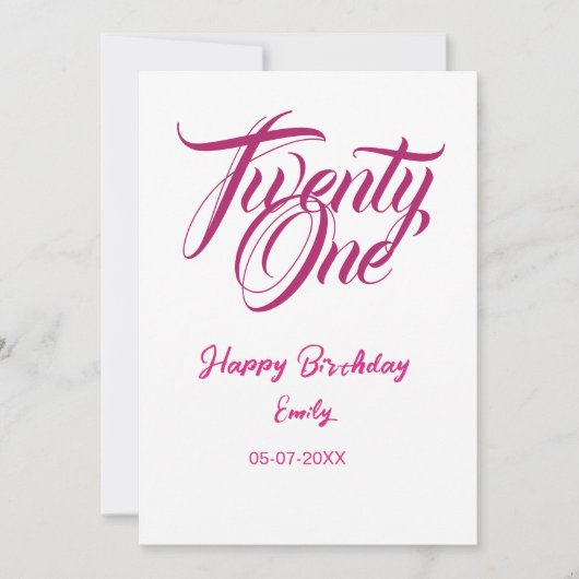 21歳の誕生日 名前 日付 年 テンプレート ピンク (正面)