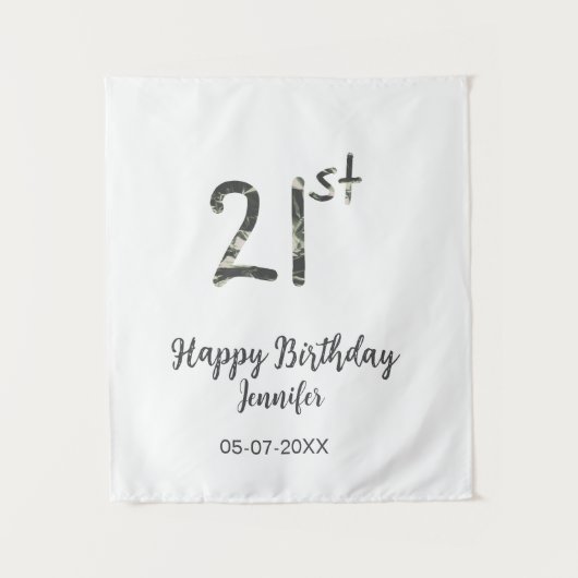 21歳の誕生日 名前 日付 年 黒 テンプレート へ タペストリー (正面)